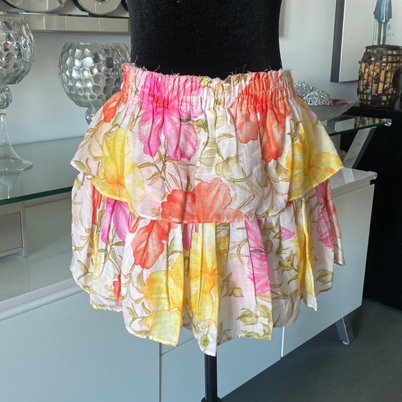 LoveShackFancy Dresses & Skirts - LoveShackFancy cotton and silk tropical flower skirt